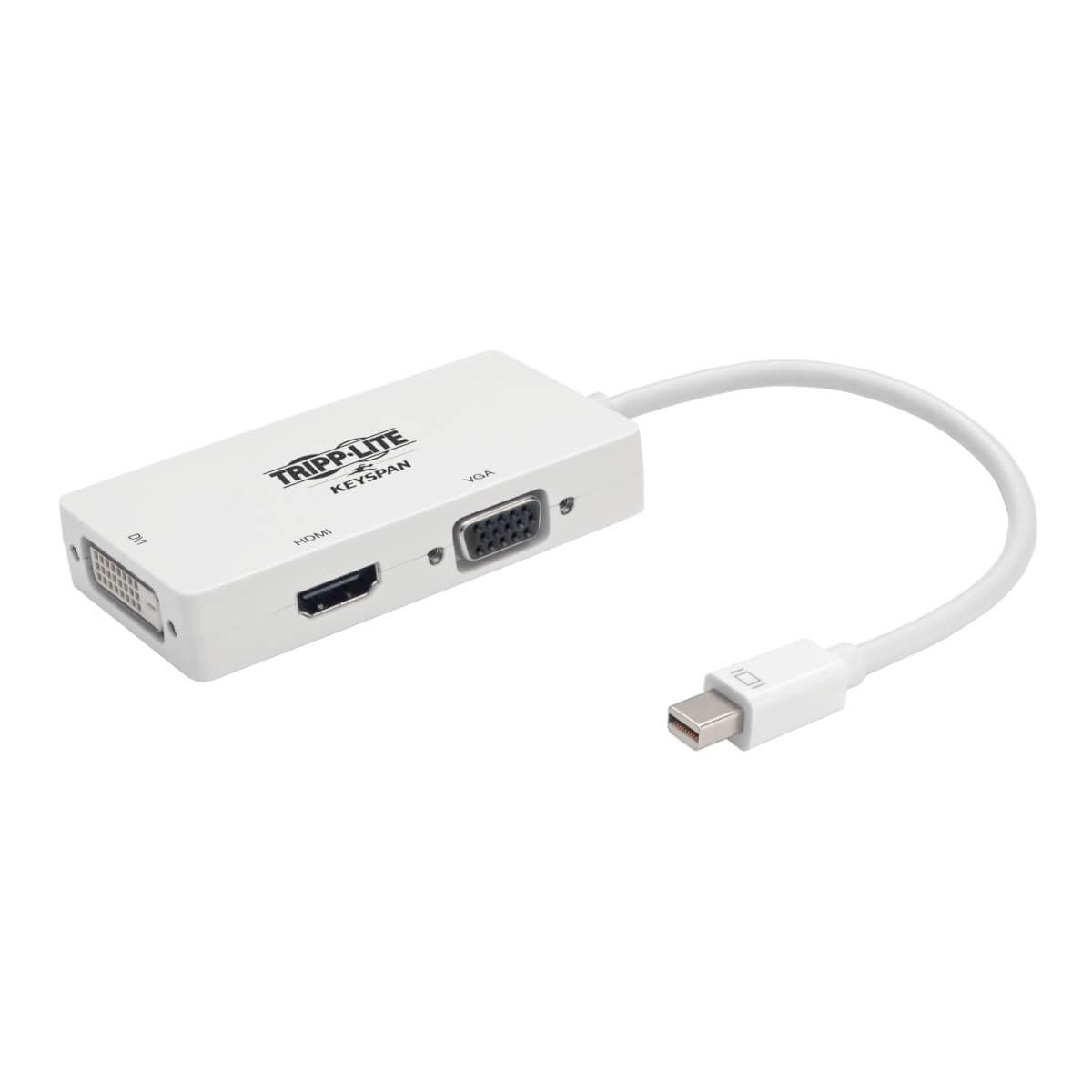 Tripp Lite P137-06N-Hdvw Keyspan Mini Displayport To Vga/Dvi/Hdmi All-In-One Video Converter Adapter, White, 6-In. (15.24 Cm)