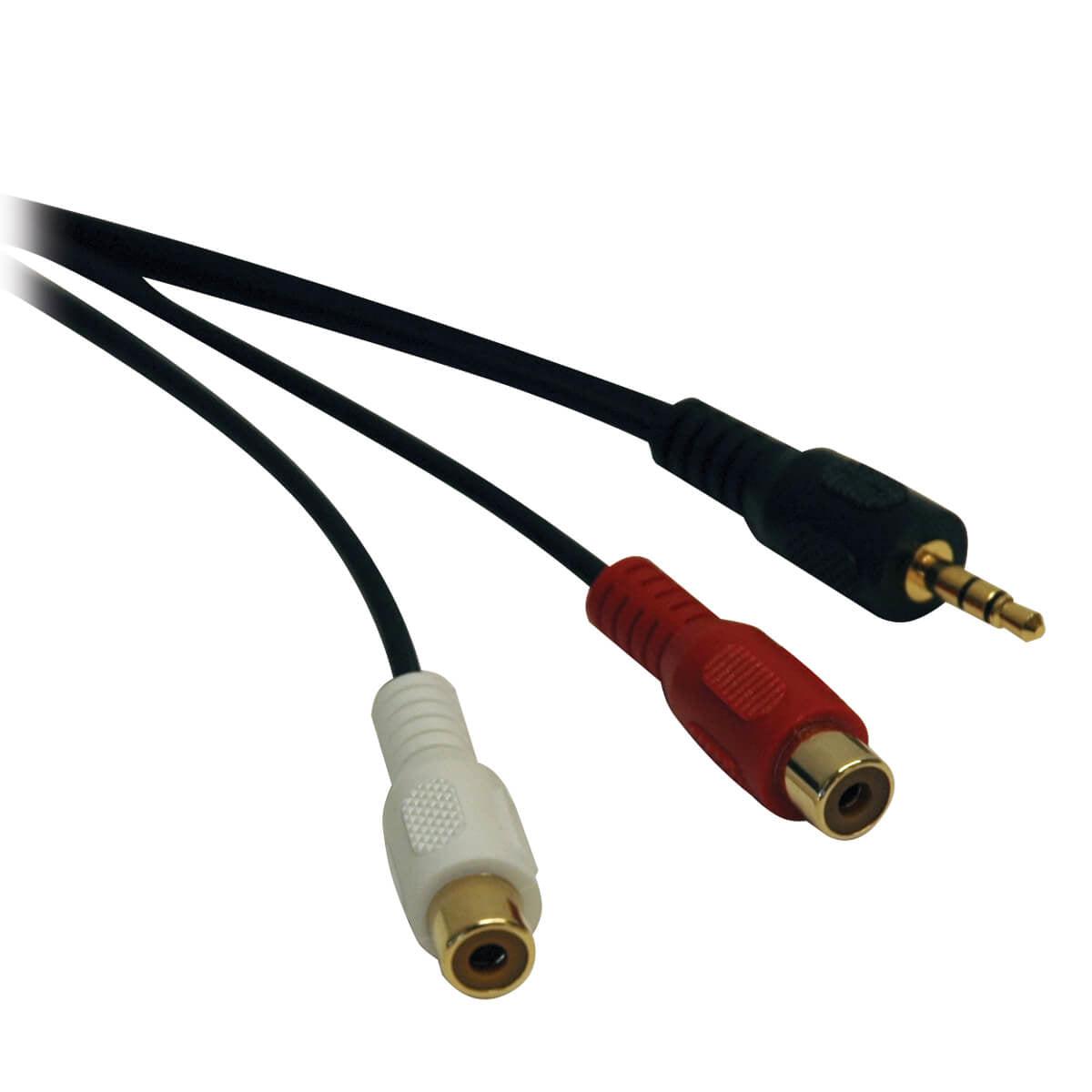 Tripp Lite P315-06N 3.5 Mm Mini Stereo To Rca Audio Y Splitter Adapter Cable (M/2Xf), 6 In. (15.2 Cm)