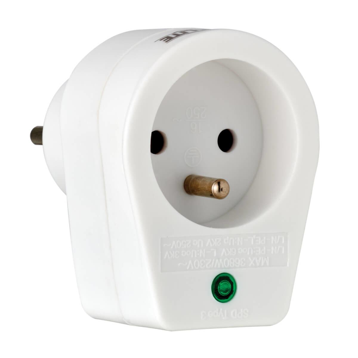 Tripp Lite Tlp1F 1-Outlet Surge Protector - French Type E Outlet, 220-250V Ac, 16A, Direct Plug, Type E Plug, White