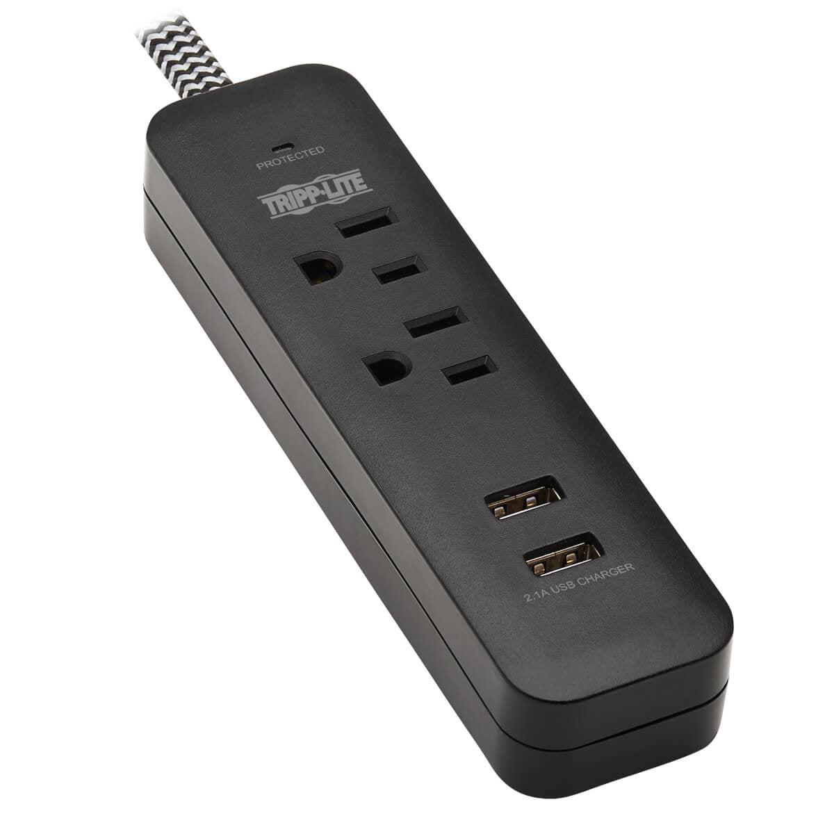Tripp Lite Tlp206Usb Surge Protector Black 2 Ac Outlet(S) 110 - 125 V 1.83 M