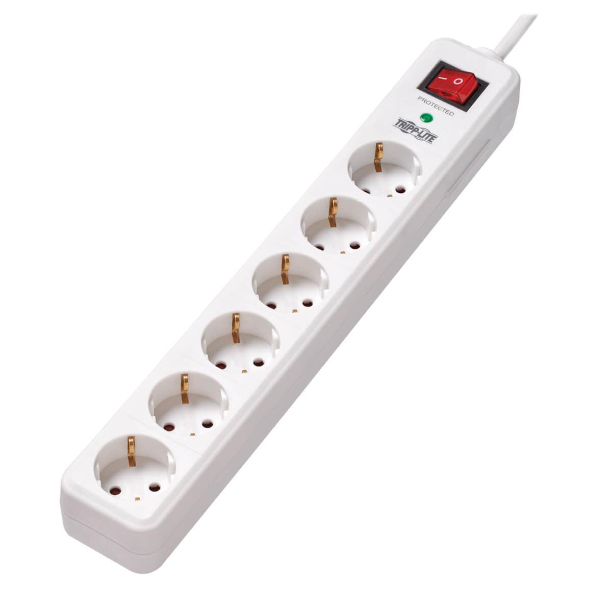 Tripp Lite Tlp6G18 6-Outlet Surge Protector - German Type F Schuko Outlets, 220-250V Ac, 16A, 1.8 M Cord, Schuko Plug, White