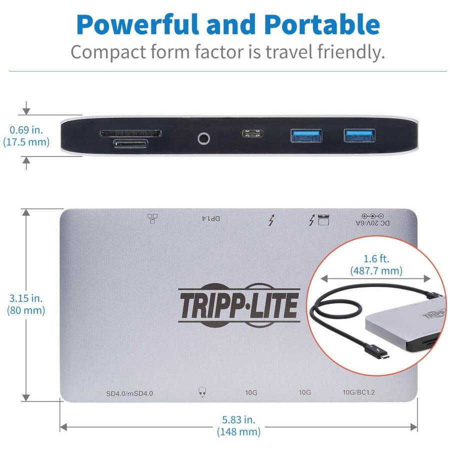 Tripp Lite Thunderbolt 3 Dock W Usb-C Compatibility, Dual Display - 8K Displayport, Usb 3.2 Gen 2 10G, Usb-A/C Hub, Memory Card, Gbe, 60W Pd Charging