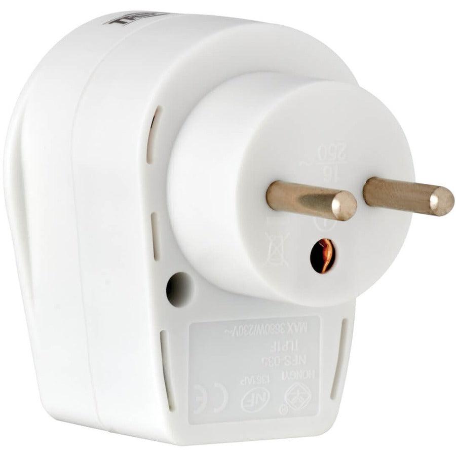 Tripp Lite Tlp1F 1-Outlet Surge Protector - French Type E Outlet, 220-250V Ac, 16A, Direct Plug, Type E Plug, White