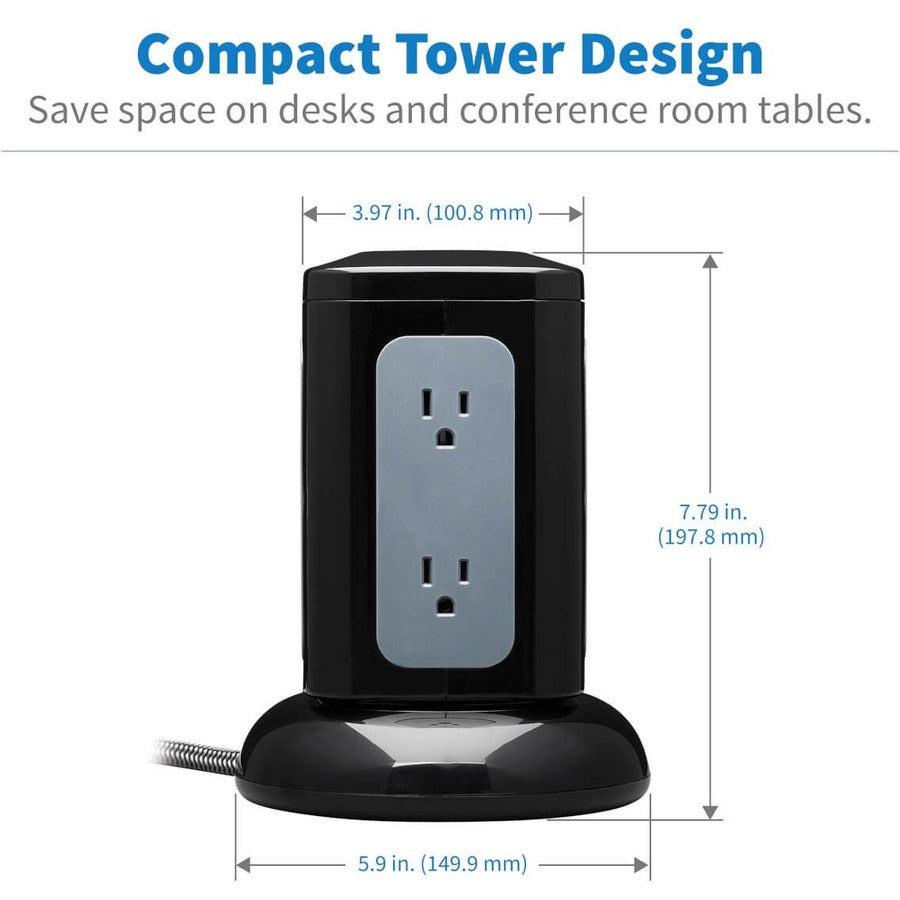 Tripp Lite Tlp606Uctower Surge Protector Black, Grey 6 Ac Outlet(S) 120 V 2.44 M