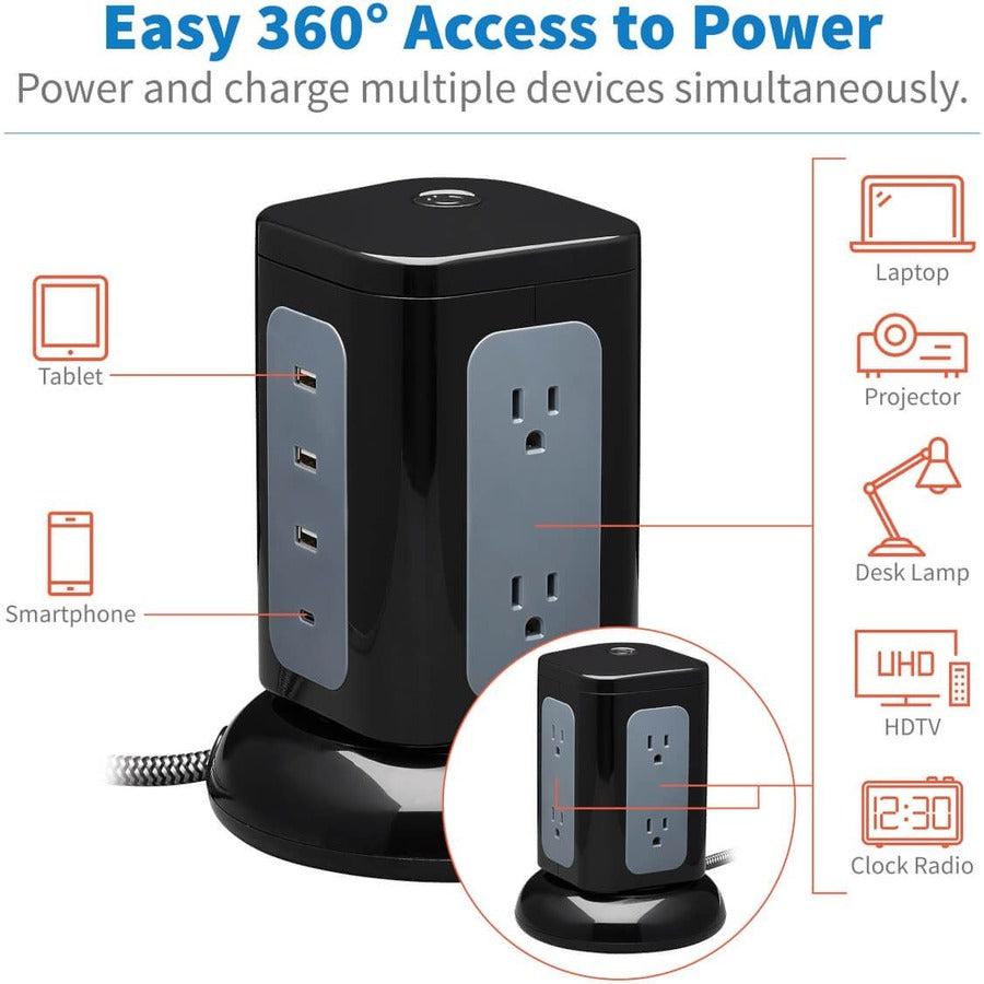 Tripp Lite Tlp606Uctower Surge Protector Black, Grey 6 Ac Outlet(S) 120 V 2.44 M