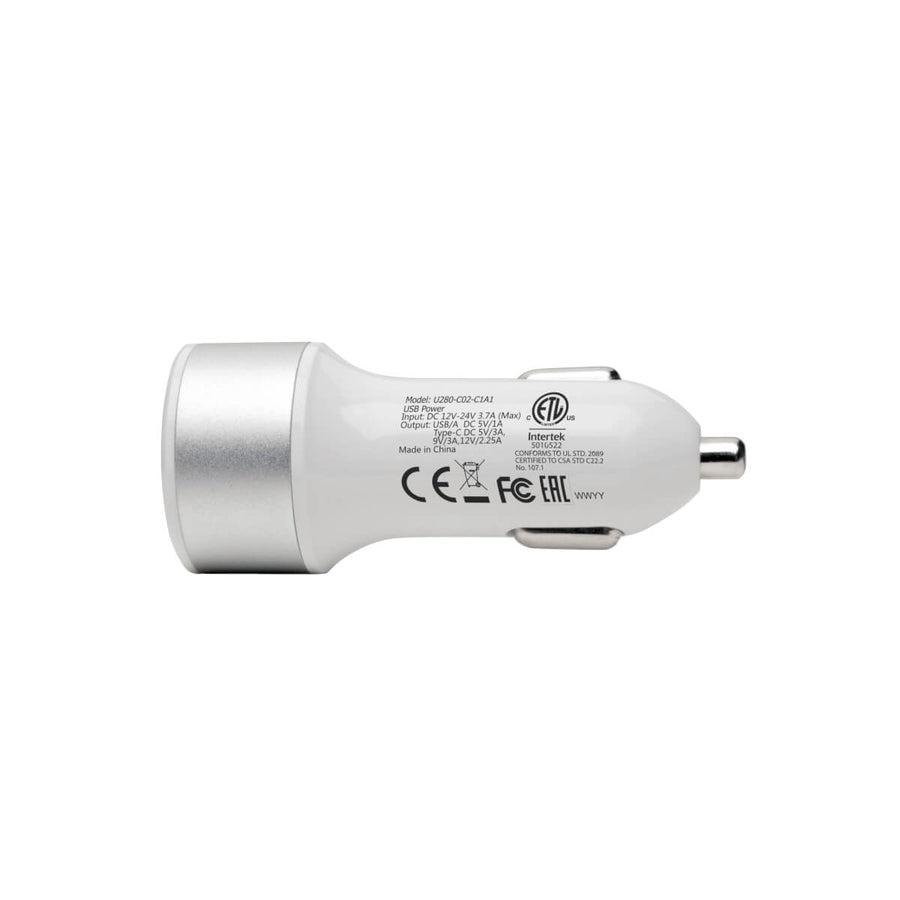 Tripp Lite U280-C02-C1A1 Dual-Port Usb Car Charger With Pd Charging - Usb Type C (27W) & Usb Type A (5V 1A/5W), Ul 2089