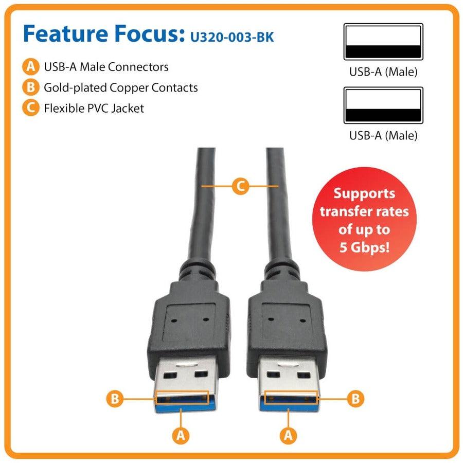 Tripp Lite U320-003-Bk Usb Cable 0.9 M Usb 3.2 Gen 1 (3.1 Gen 1) Usb A Black