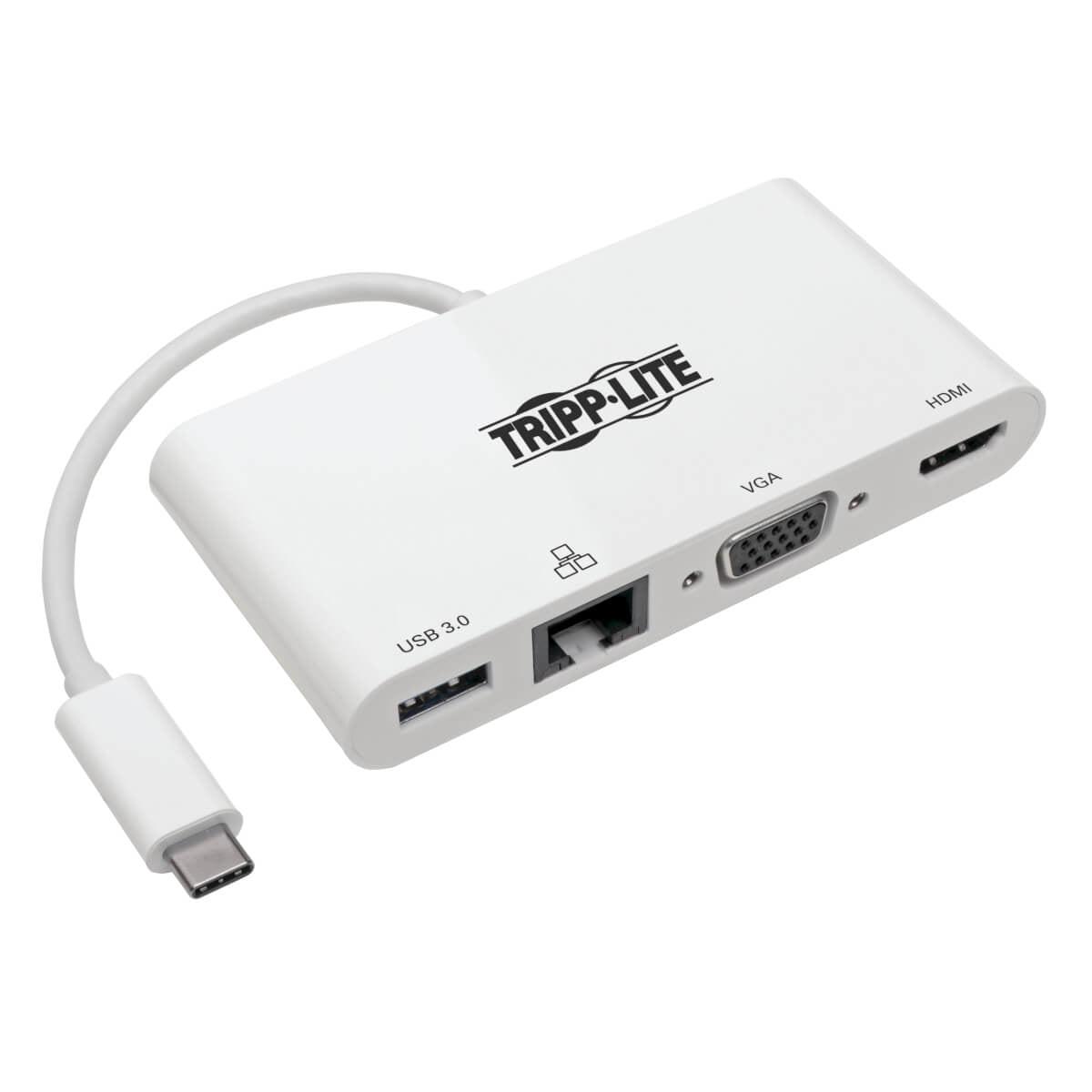 Tripp Lite U444-06N-Hv4Gu Usb-C Multiport Adapter - 4K Hdmi, Vga, Usb-A, Gbe, Hdcp, White