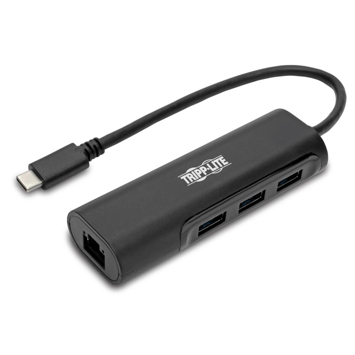 Tripp Lite U460-003-3A1Gb 3-Port Usb-C Hub With Lan Port, Usb-C To 3X Usb-A Ports And Gbe, Usb 3.0, Black