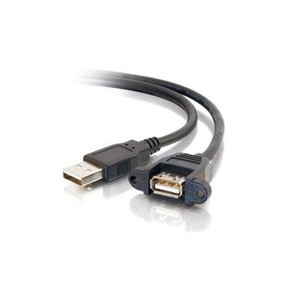 USB Extension Cable - 3ft Panel Mount USB 2.0 Male to Female Cable | C2G 28064