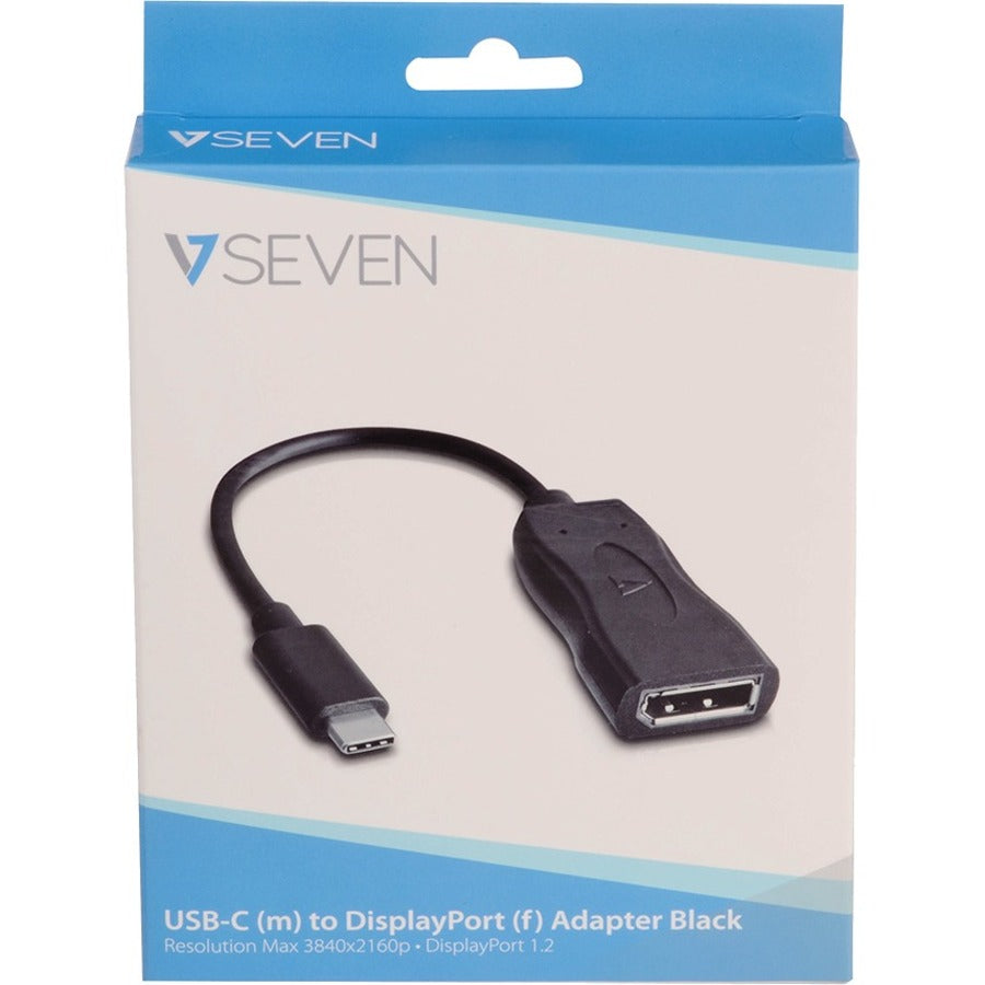 V7 Black USB Video Adapter USB-C Male to DisplayPort Female V7UCDP-BLK-1E
