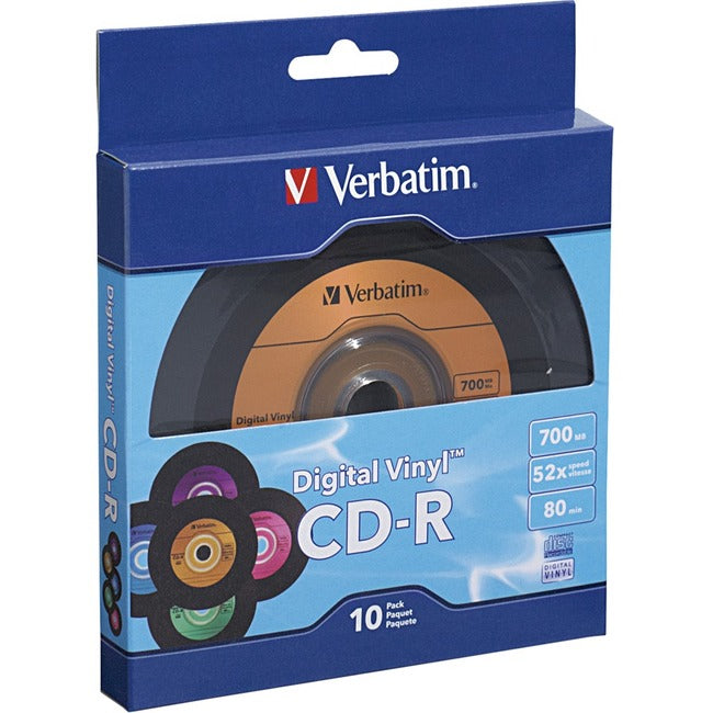 Verbatim Cd-R 80Min 52X With Digital Vinyl Surface - 10Pk Bulk Box
