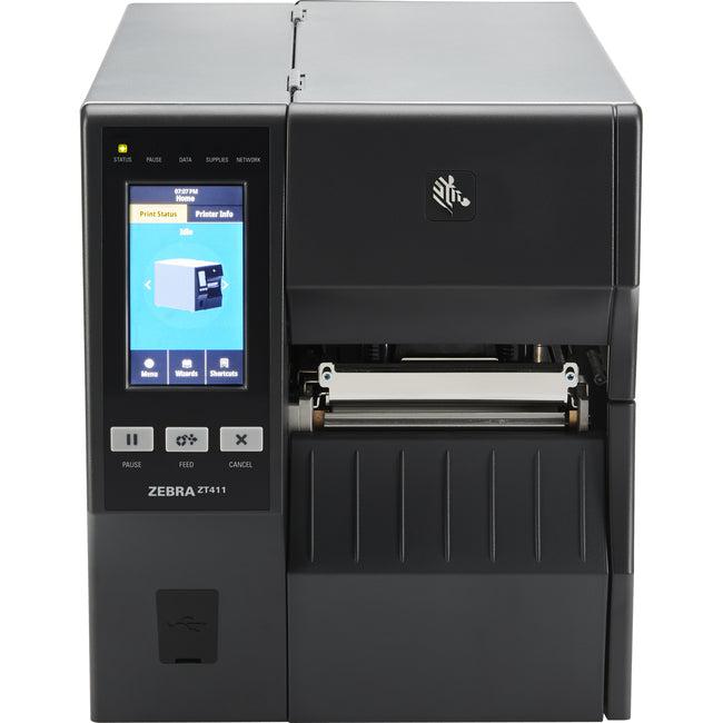 Zebra ZT411 Desktop Direct Thermal/Thermal Transfer Printer - Monochrome - Label Print - USB - Serial - Bluetooth - TAA Compliant ZT41143-T0100AGA