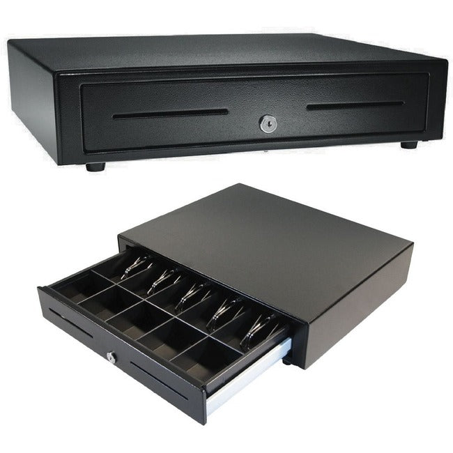 Apg Standard- Duty 19Â&Euro; Electronic Point Of Sale Cash Drawer | Vasario Series Vb320-Bl1915 | Printer Compatible | Plastic Till With 5 Bill/ 5 Coin Compartments | Black