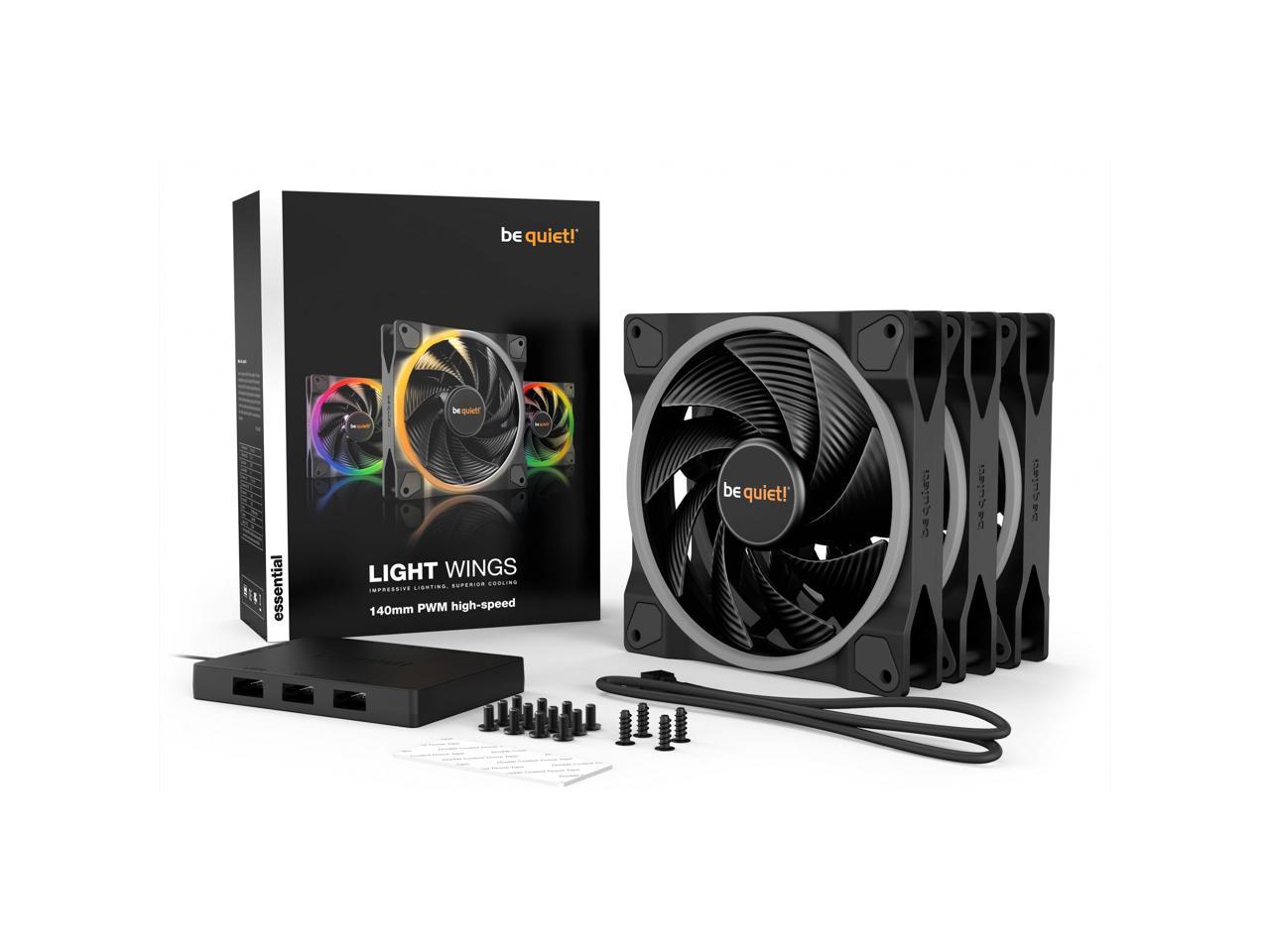 Be Quiet! Bl079 Light Wings 140Mm Pwm High-Speed, Premium Argb Cooling Fan, 4-Pin, For Radiators, Triple Pack