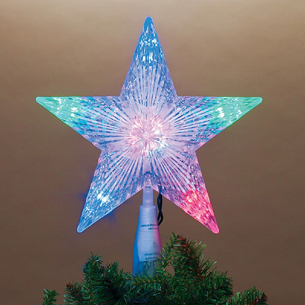 10" Crystal Star Multi Color LED Tree Topper