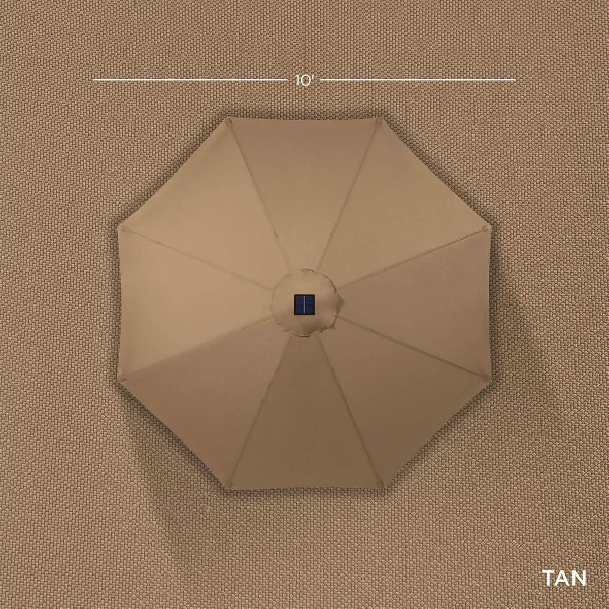 10 Ft Solar LED Patio Umbrella With Tilt Adjustment And UV Resistant Fabric All Weather Use