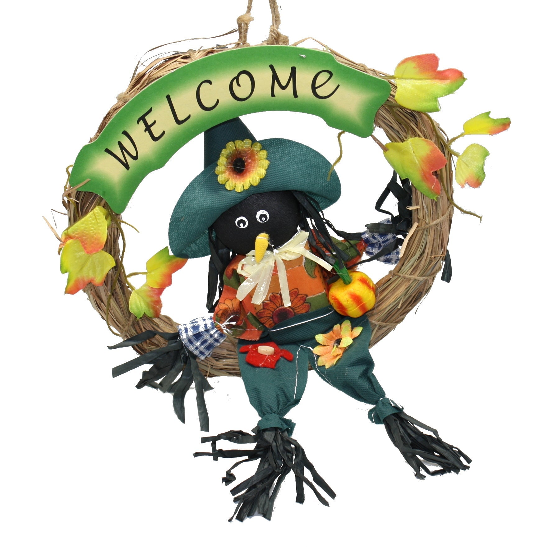 10 Inch Crow Wreath - Green