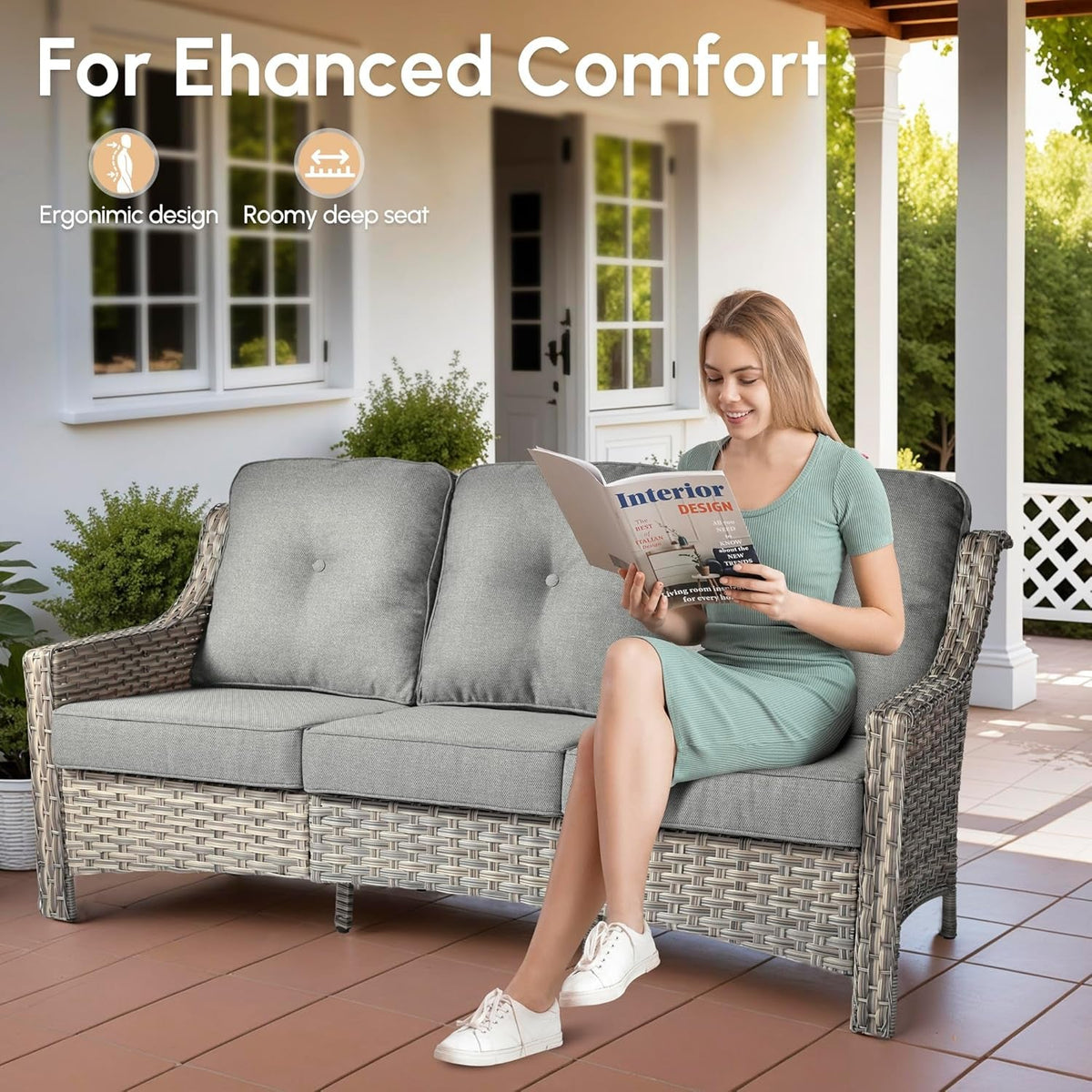10 Piece Outdoor Patio Furniture Set with Fire Pit