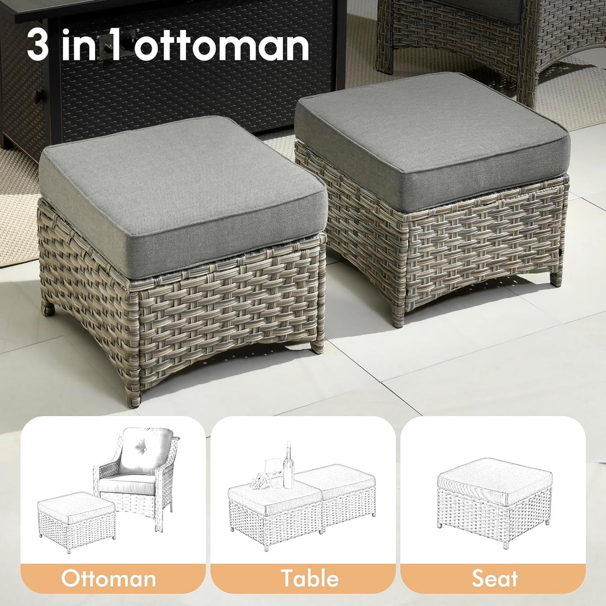 10 Piece Outdoor Patio Furniture Set with Fire Pit