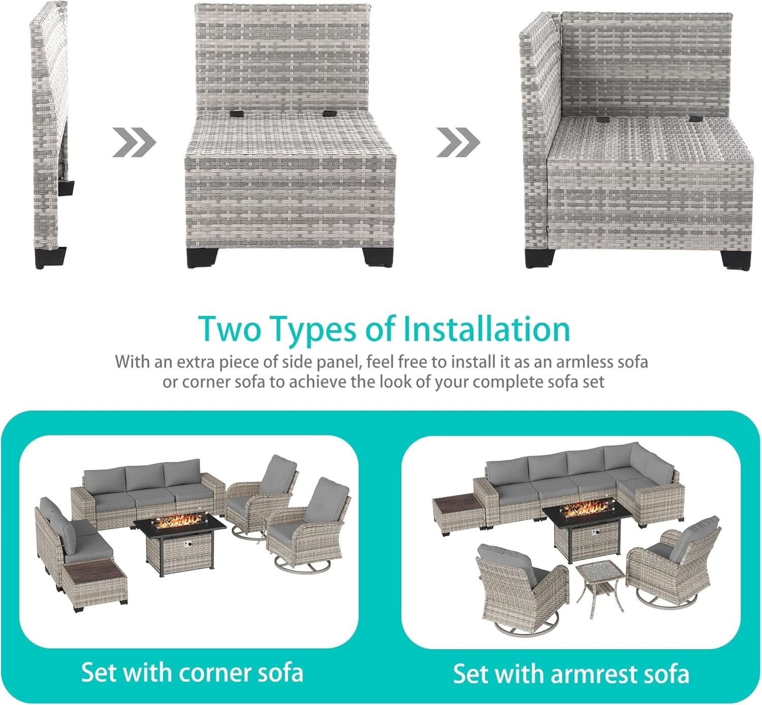 10-Piece Outdoor Patio Set with Fire Pit Table
