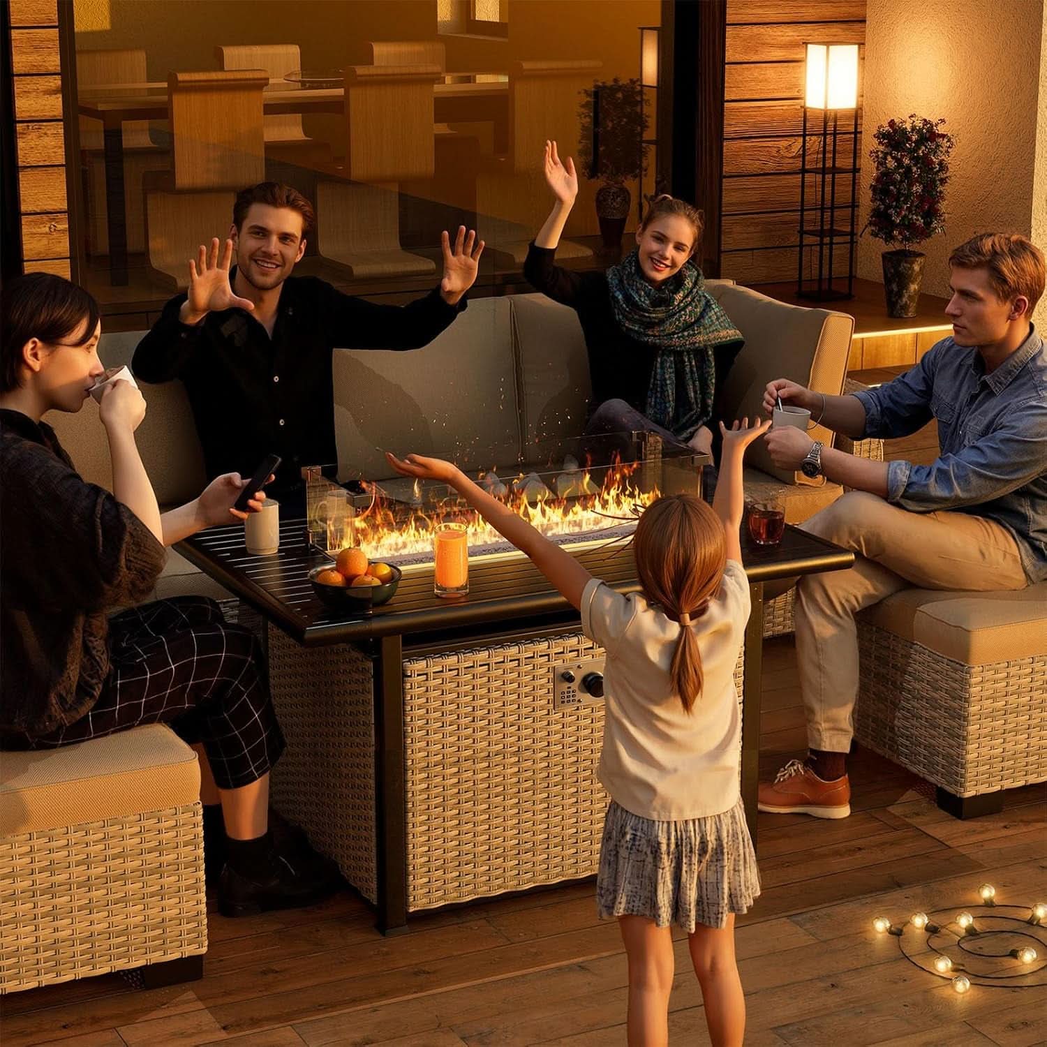 10-Piece Outdoor Patio Set with Fire Pit Table