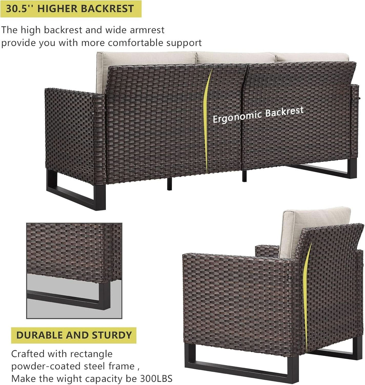 10 Piece Outdoor Sectional Sofa Set with Swivel Chairs