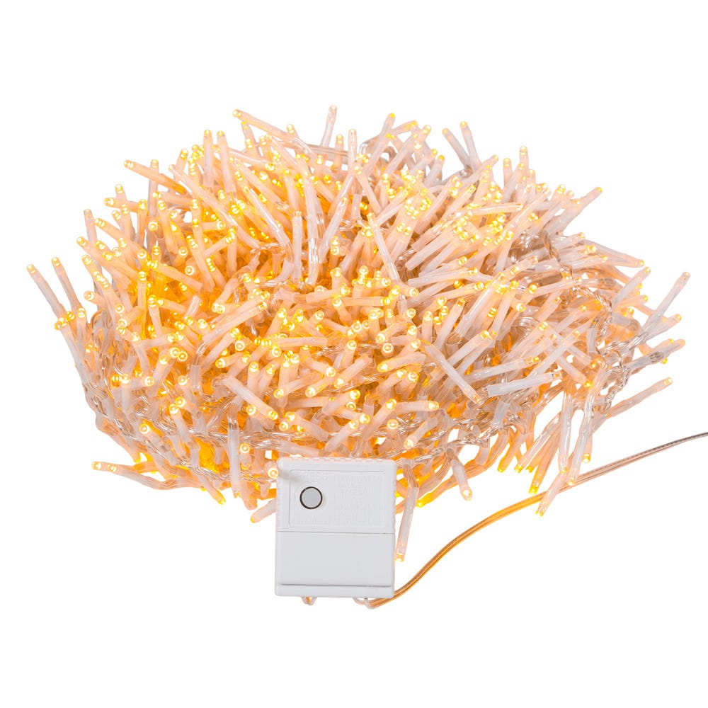 1000-Light Classic White LED Clear Wire Cluster Garland