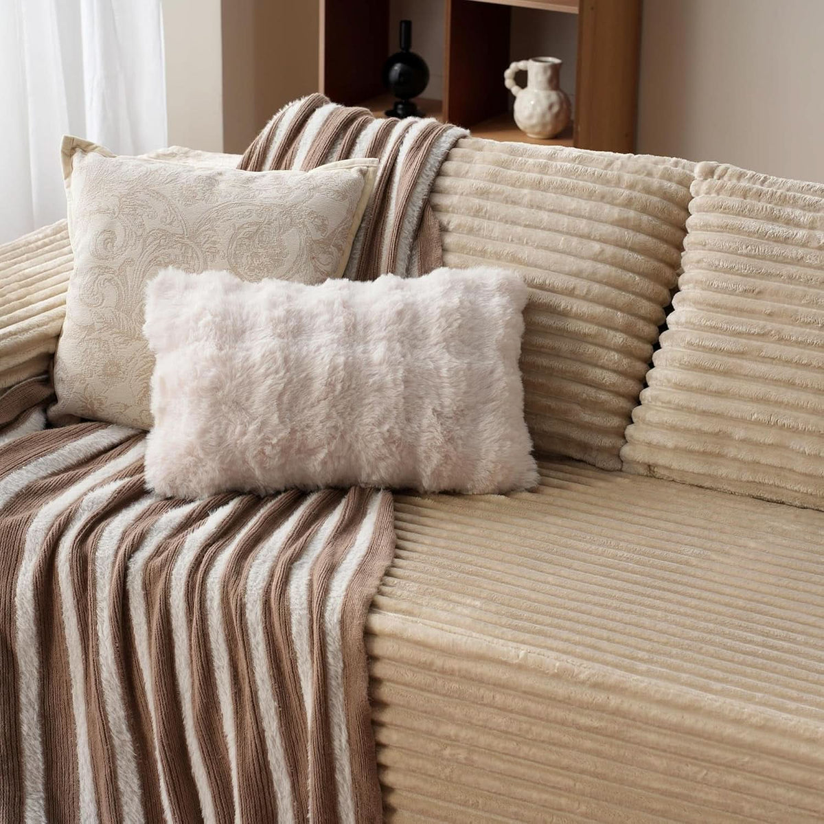 104 Inch Cloud Sectional Sofa Beige No Assembly Required Modern Upholstered Deep Seat Living Room
