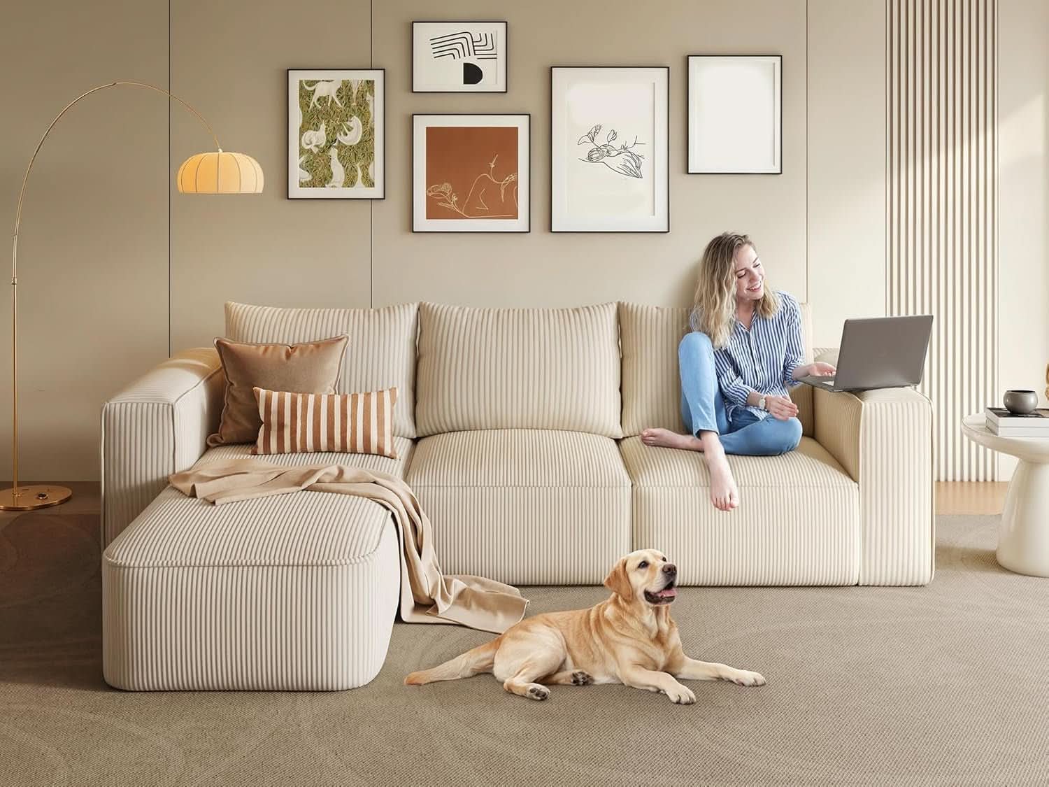 107 Inch Cloud Modular Sofa with Deep Seats Comfort