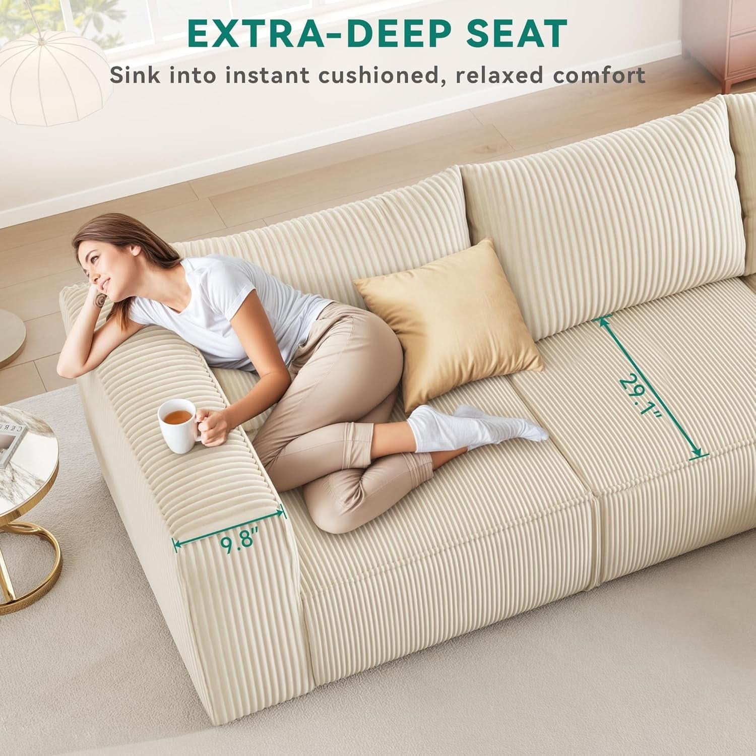 107 Inch Cloud Modular Sofa with Deep Seats Comfort