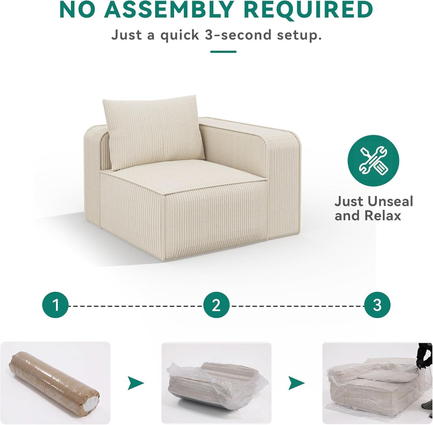 107 Inch Cloud Modular Sofa with Deep Seats Comfort