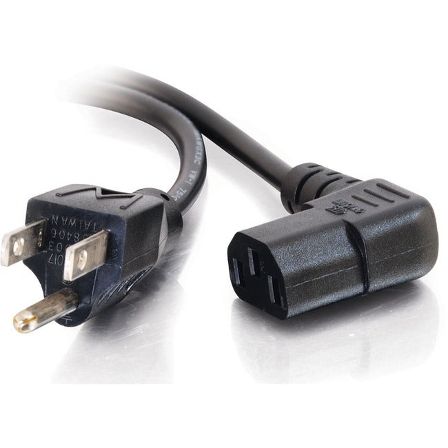 10Ft 18 Awg Universal Right Angle Power Cord (Nema 5-15P To Iec320C13R) (Taa Com