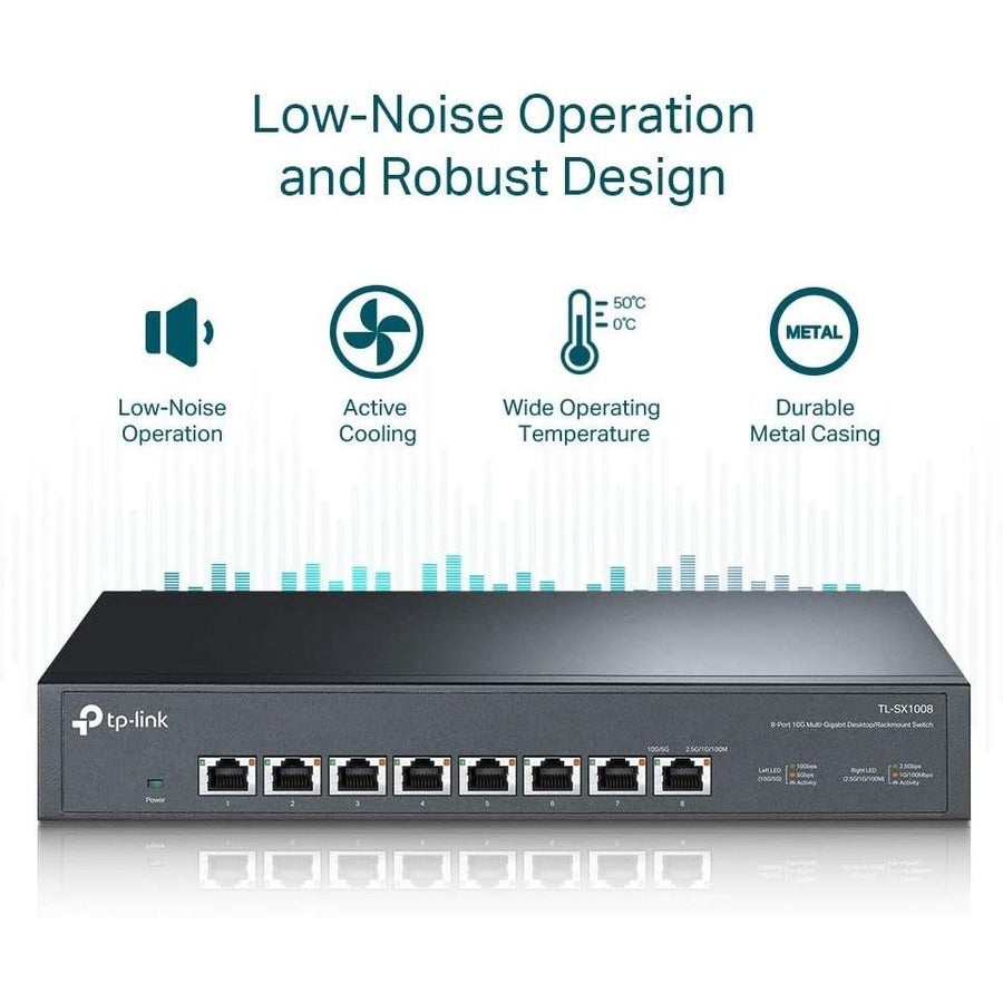 10G Ethernet Switch - TP-LINK TL-SX1008 8-Port High-Speed Desktop/Rackmount | Tecisoft