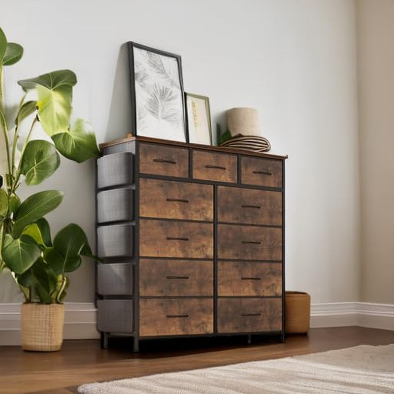11 Drawer Dresser With Fabric Storage And Steel Frame