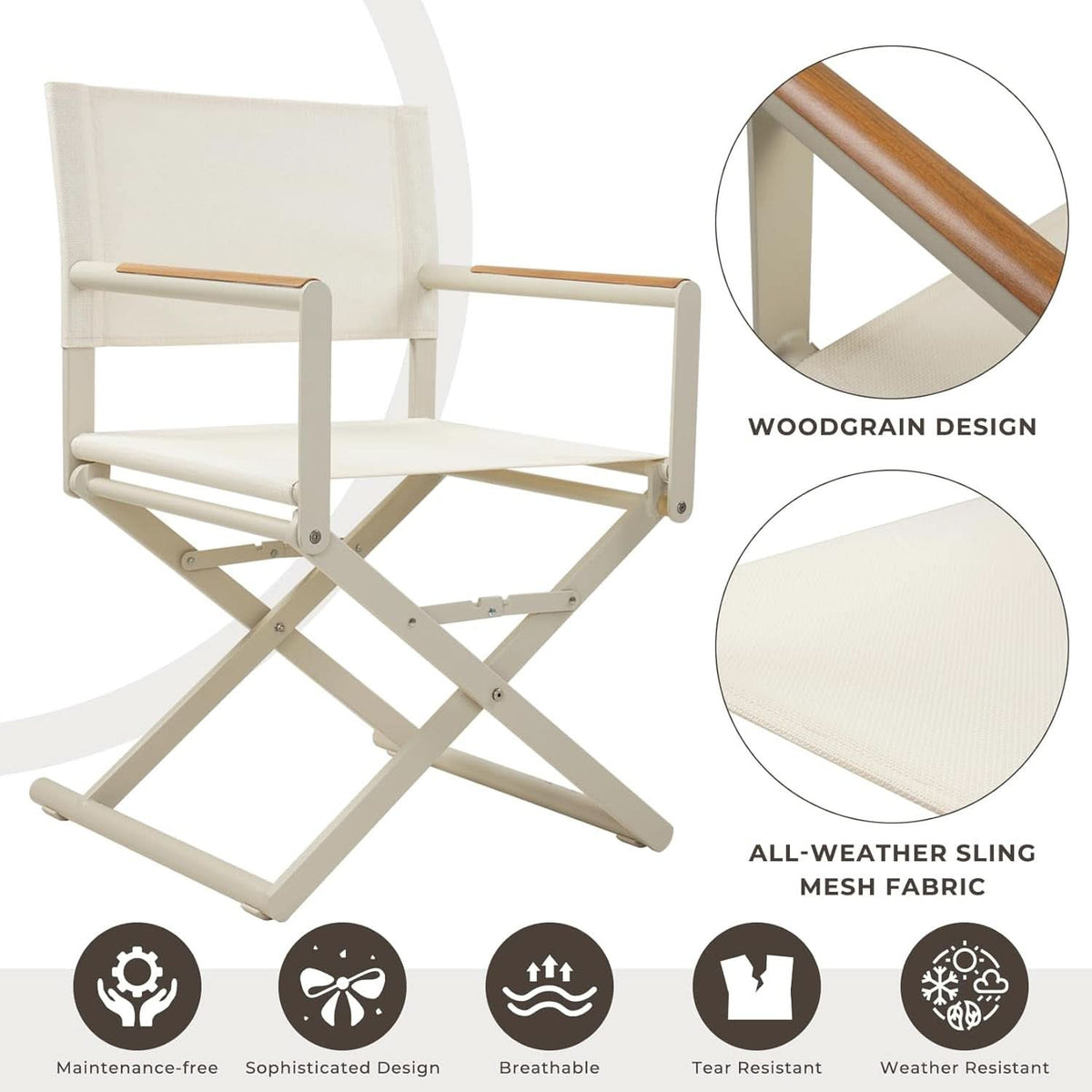 11 Piece Outdoor Dining Set Apricot Sling Mesh Chairs With Wood Grain Expandable Table For 6 To 8