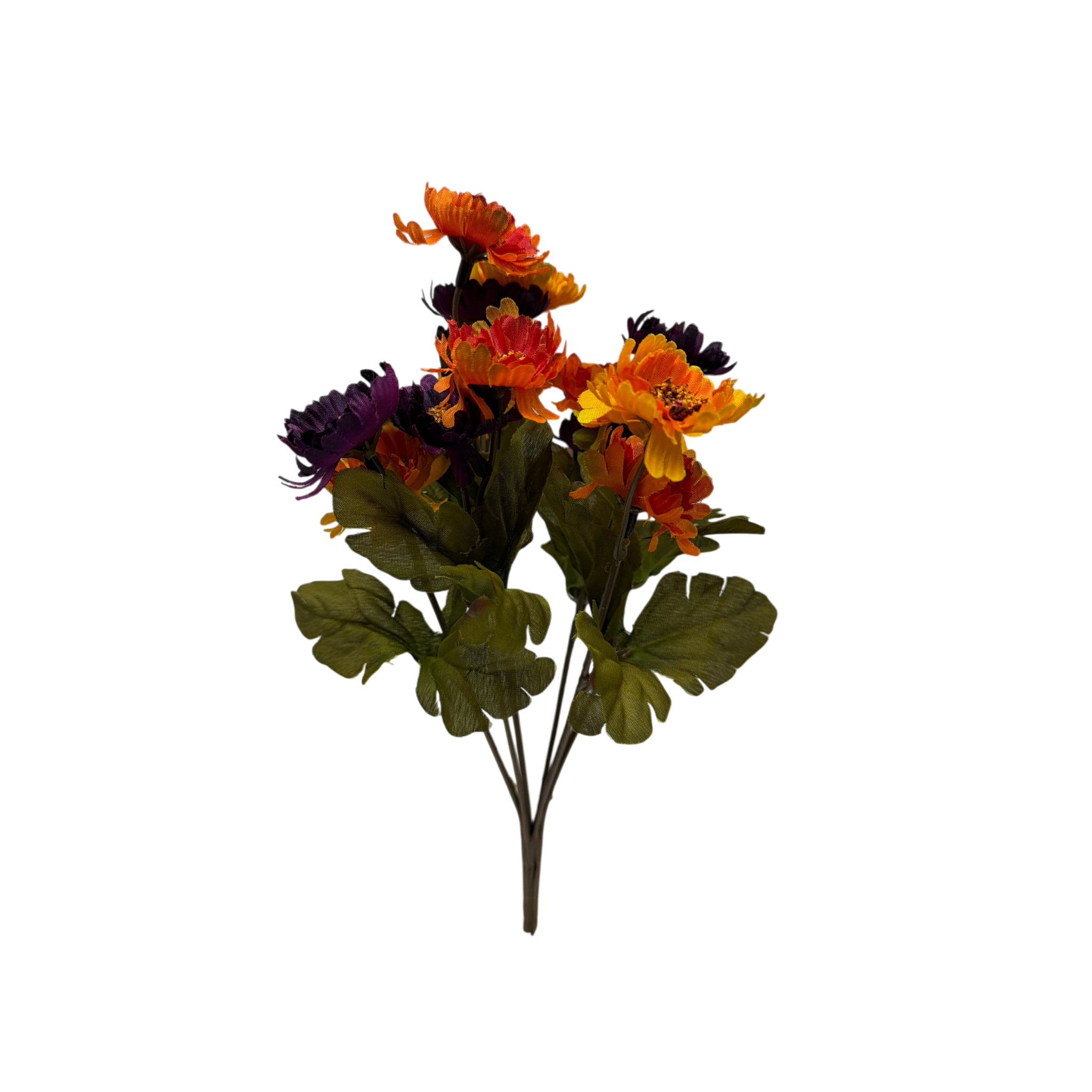 11 inch Faux Mini Straw Dasies - Orange Yellow Purple Flowers