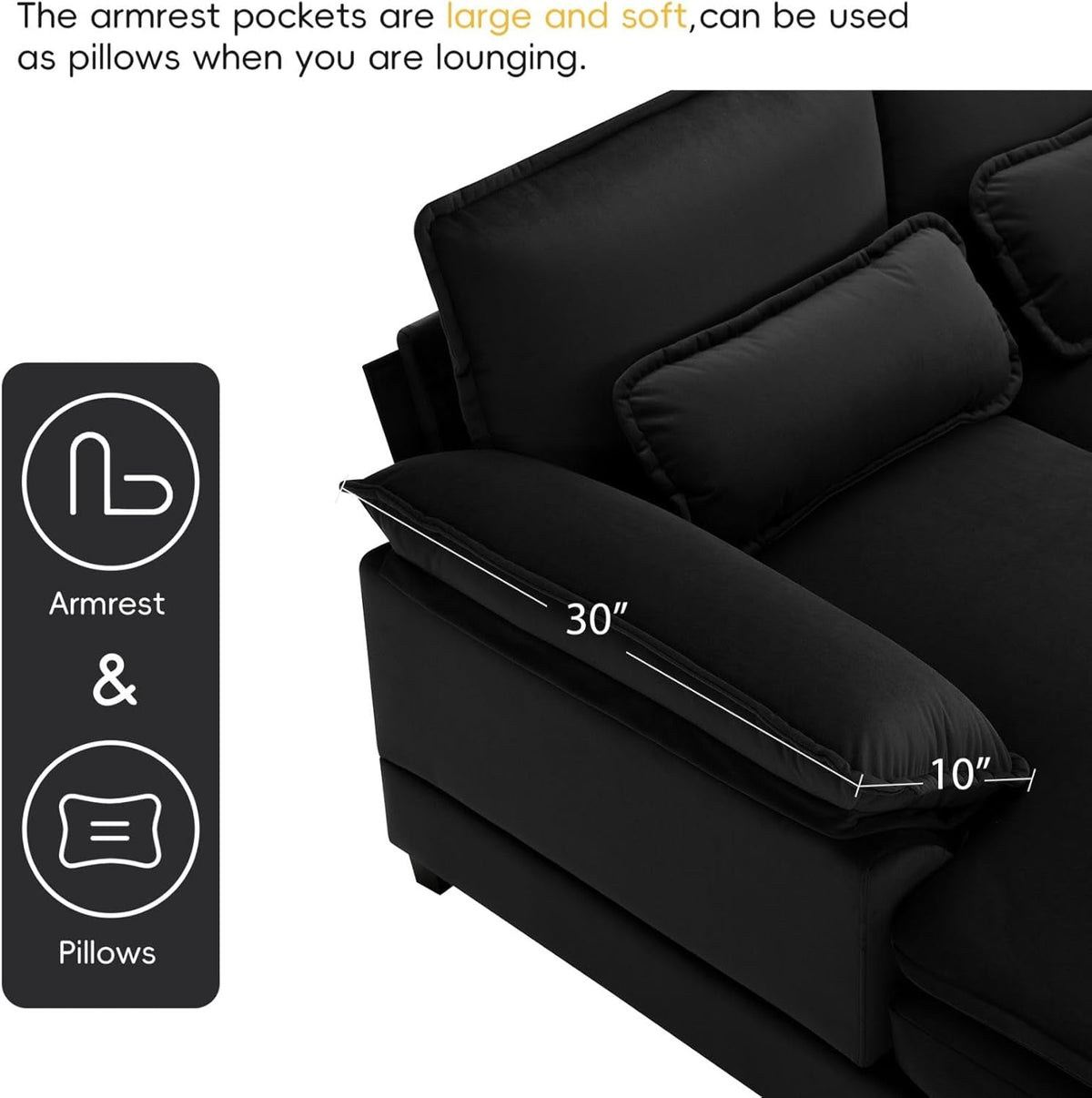 110 Inch Modular Sectional Couch Sleeper Sofa Bed With Waist Pillows For Living Room
