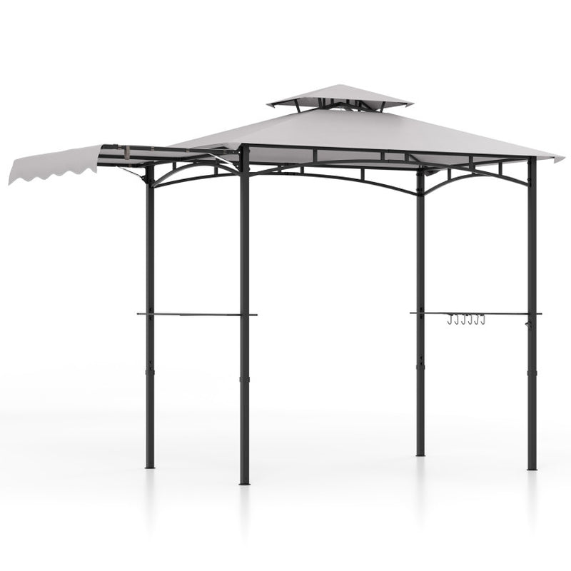11x5 Ft Grill Gazebo With Side Awning And Double Tiered Top For Outdoor Cooking Shade