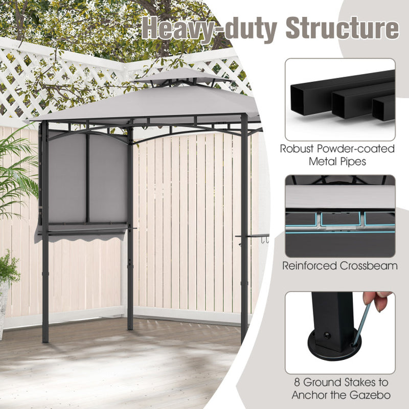 11x5 Ft Grill Gazebo With Side Awning And Double Tiered Top For Outdoor Cooking Shade