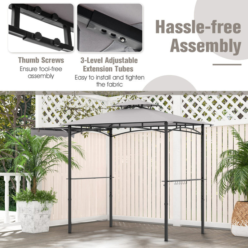 11x5 Ft Grill Gazebo With Side Awning And Double Tiered Top For Outdoor Cooking Shade