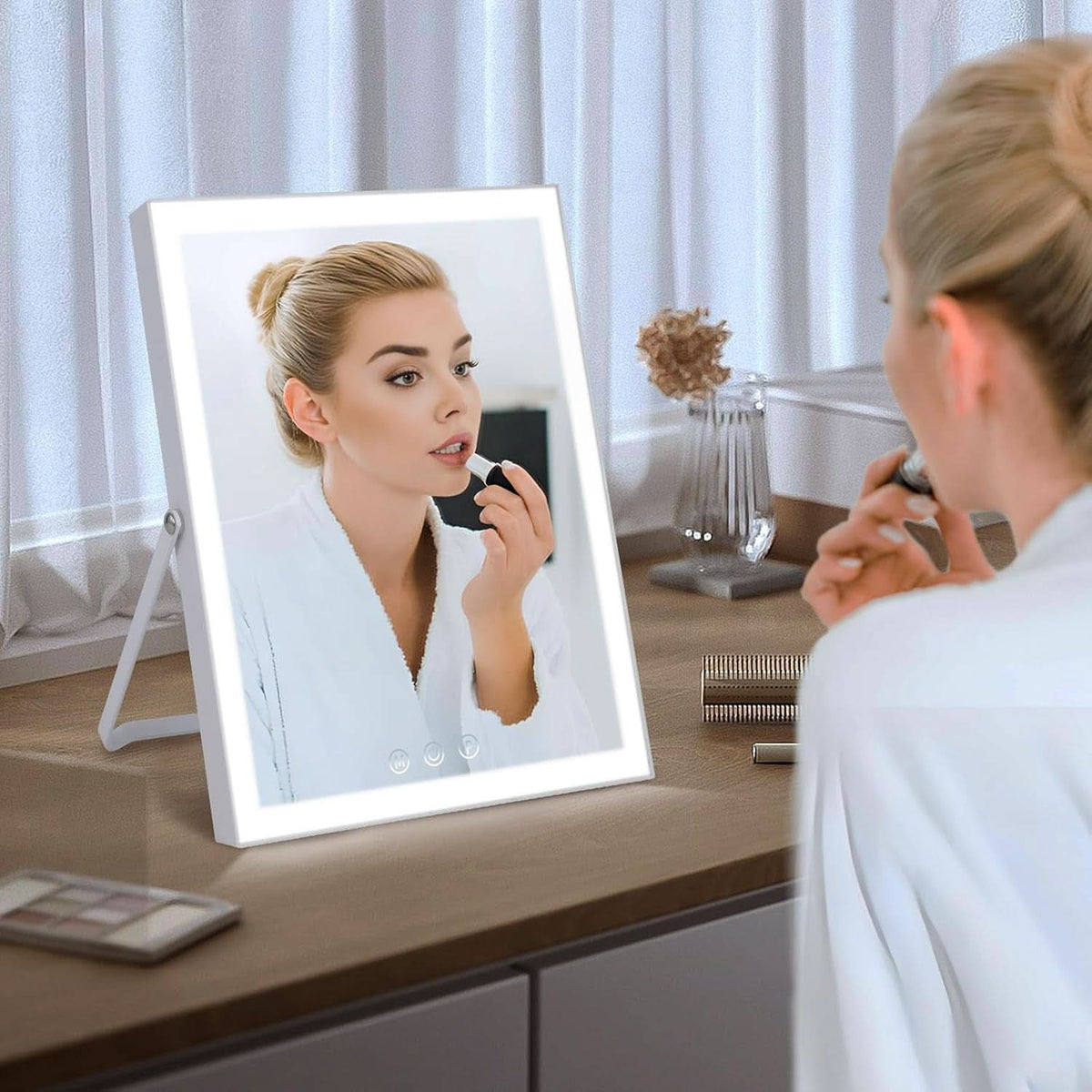 12 Inch Lighted Vanity Mirror Portable 3 Color Modes White