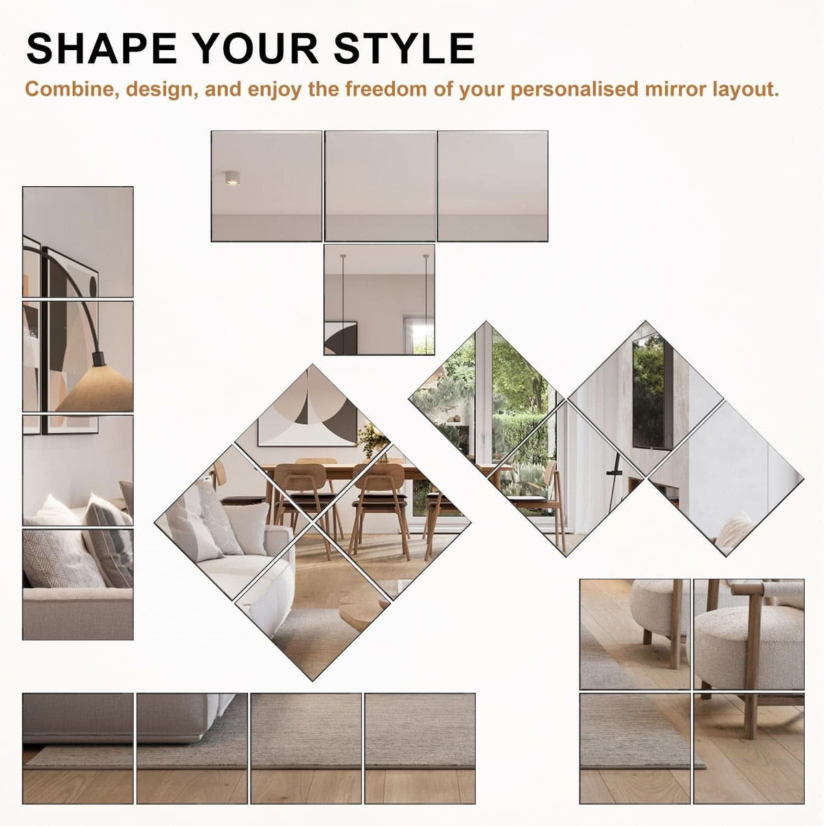12 Inch Wall Mounted Mirror Tiles Home Gym 12 Pack