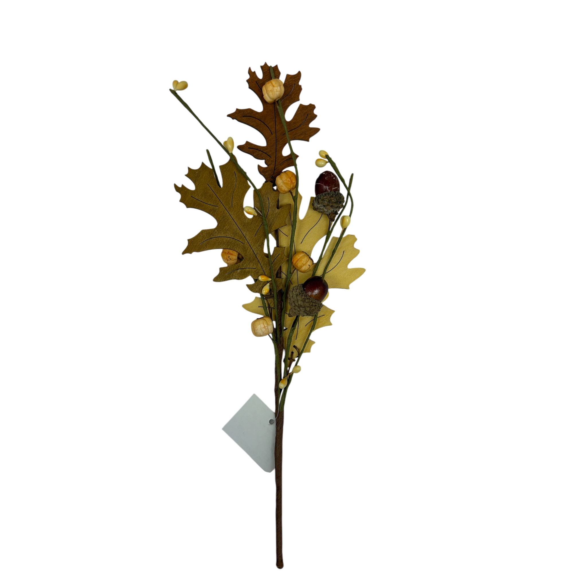12 inch Harvest Wooden Leaf with Berries Pick
