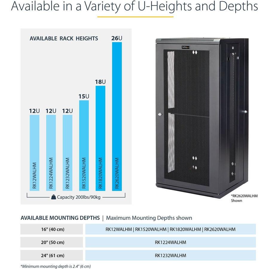 12U Wall Mount Network Cabinet - 4-Post Hinged Enclosure | StarTech.com RK1224WALHM