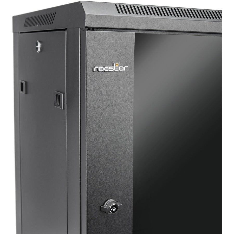12U Wall Mount Server Rack - Network Equipment Enclosure with Tempered Glass | Rocstor Y10E003-B1