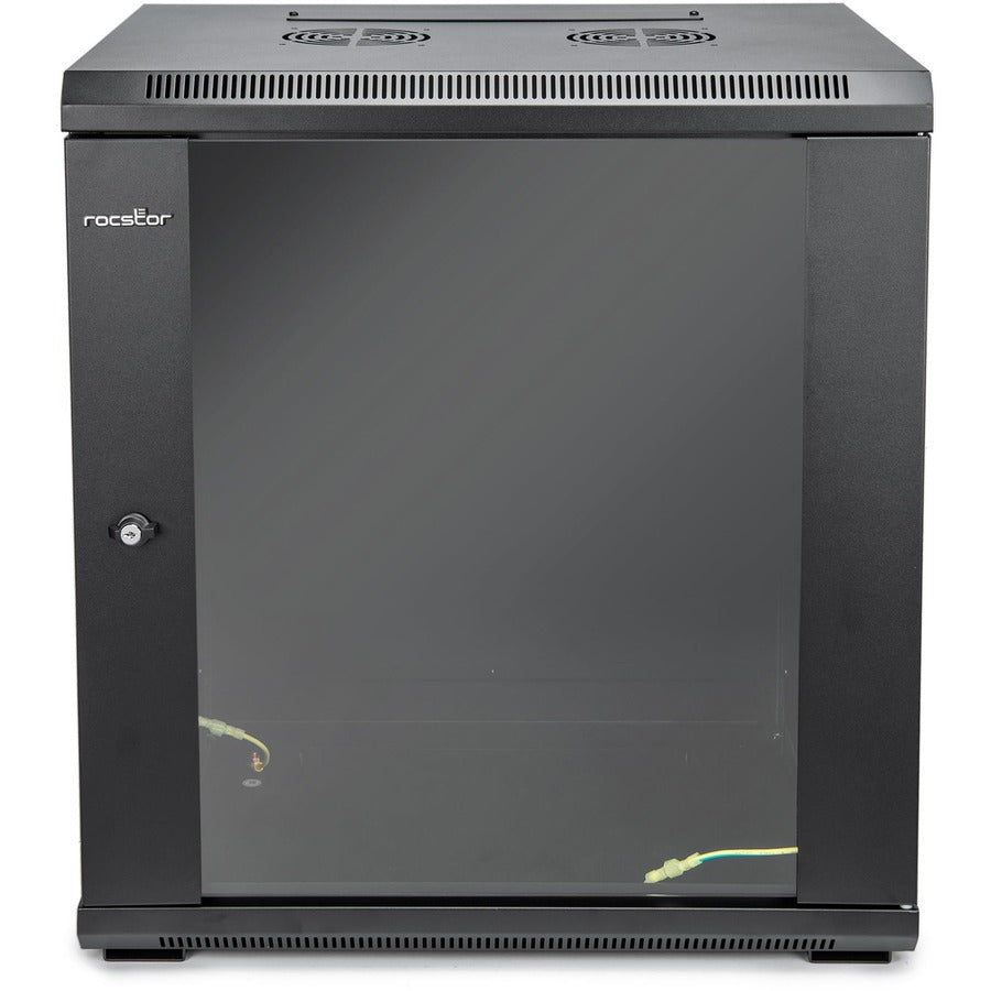 12U Wall Mount Server Rack - Network Equipment Enclosure with Tempered Glass | Rocstor Y10E003-B1