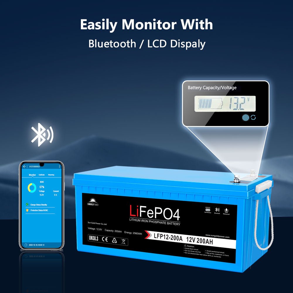 12V 100Ah/ 200Ah LiFePo4 Deep Cycle Lithium Battery Bluetooth / Self-Heating / IP65