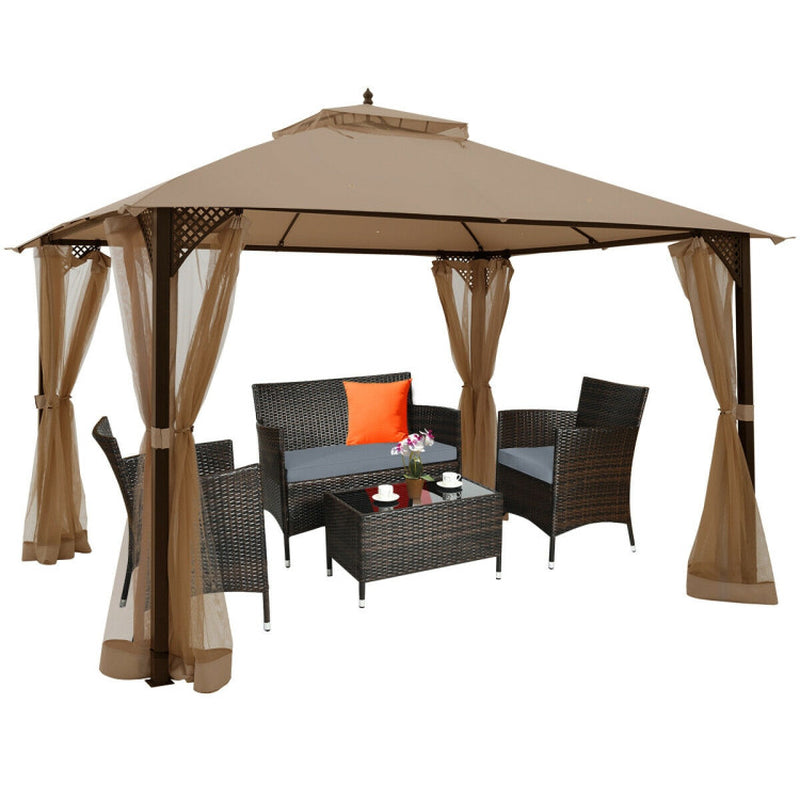 12x10 Feet Outdoor Gazebo With Netting For Patio Use