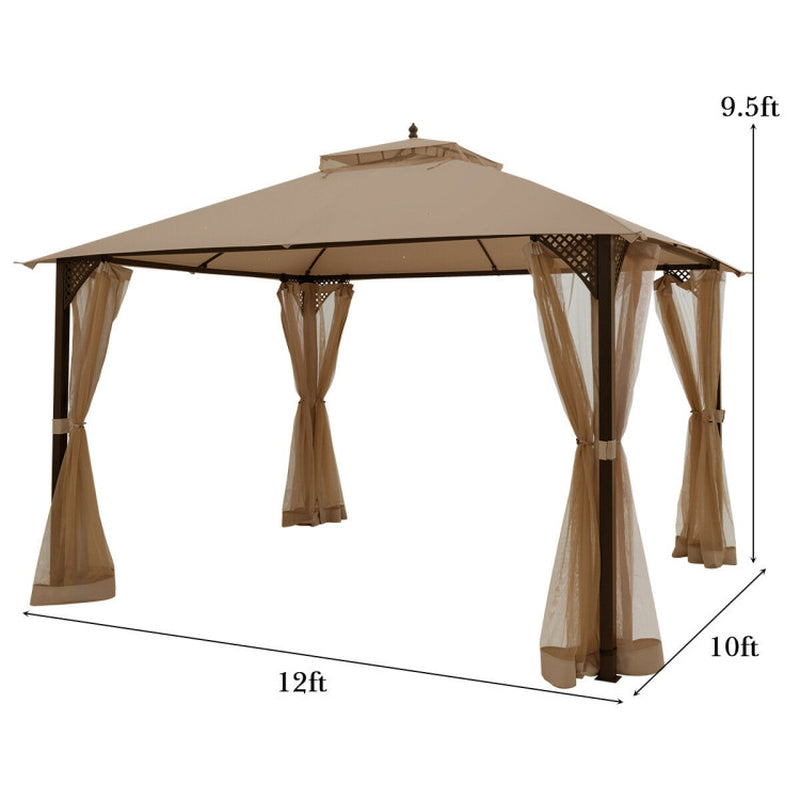 12x10 Feet Outdoor Gazebo With Netting For Patio Use